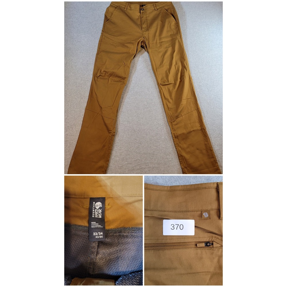 Mountain Hardwear Mens Hiking Pants Brown Articulated Knee 33x34